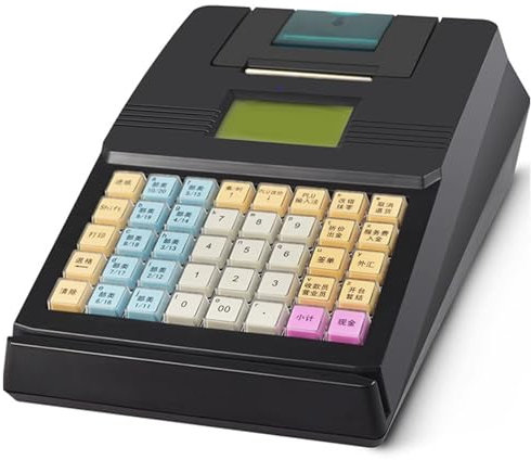 Tragbare elektronische Registrierkasse mit erhöhter Tastatur mit 40 Tasten, 8 Digitale LED-Registrierkassen für kleine Unternehmen/Einzelhandel/Restaurants, Schwarz