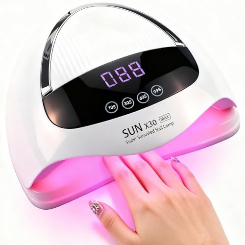 LAMPADA UV/LED PER UNGHIE DA 500 W - Asciugatore per unghie con 90 LED per una rapida asciugatura dello smalto gel, con sensore automatico e 4 timer (10 s/30 s/60 s/99 s)