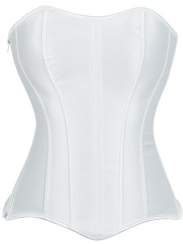 Generico Corsetto Donna - Bustino Corsetto Gotico Corpetti Waist Trainer Corset Nero Corpetto Sexy Feste Pizzo Carnevale Fascia Addominale Dimagrante Shapewear Bianco S