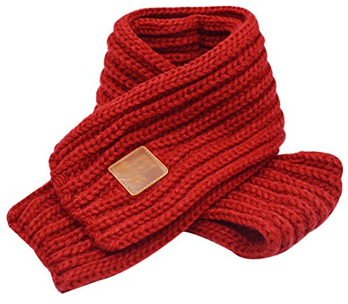 LA HAUTE Écharpe en laine tricotée pour enfants - Couleur unie - Rouge - Taille Unique
