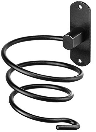 hicorfe Bathroom Hair Dryer Holder Hair Care Tools Holder Wall Mount (Black)
