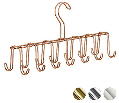 Relaxdays, 14 Ganci, Rame Gruccia Portacinture in Metallo, Moderno Appendino per Cravatte, Salvaspazio, Armadio, Ferro