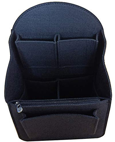 WANYIG Taschenorganizer Rucksack Organizer aus Filz mit herausnehmbarer Reißverschlusstasche Taschen Organisator Kosmetikorganizer für Frauen Handtasche Rucksack(L,Schwarz)