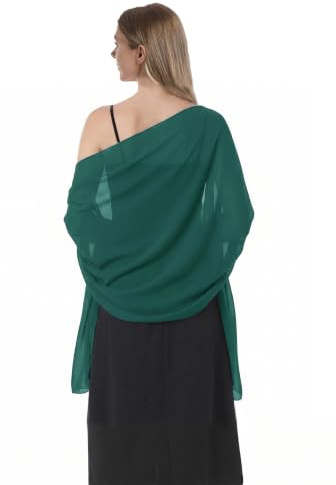 Scialle stola in chiffon per abiti da sera, da donna, elegante sciarpa morbida, sciarpa da sposa, stola da sposa, Verde tè., taglia unica