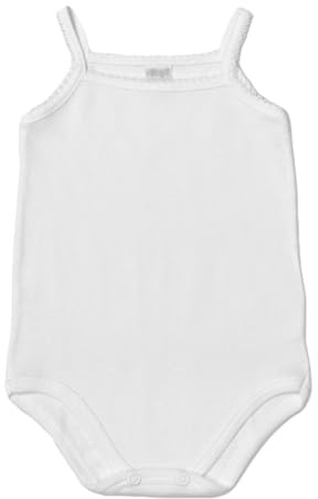 Ellepi 6 babybody med hängslen i ren allergivänlig bomull med komfortsömmar i vit färg., Vit, 9 månader