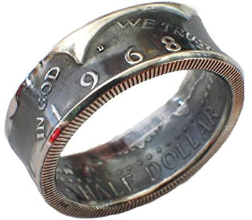 Münzring 1/2 Dollar USA Kennedy 1968 Silber 400er Größe 58 bis 72