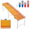 Juskys Partyspiel Tisch klappbar - Wurfspiel Set inkl. 100 Becher (50 Rot & 50 Blau) & 6 Bälle - Alu Gestell, bis 50 kg belastbar - Gelb, Orange