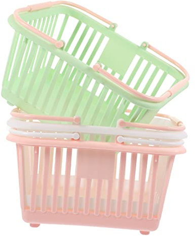 Zerodeko 3stücke Kunststoffkorb Mit Griff Für Dusche Badezimmer-organizer Aus Kunststoff Kleiner Tragbarer Aufbewahrungskorb Für Tägliche Kleinigkeiten