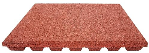 TOPRUBBER Fallschutzplatte 50x50x4 cm Rot Gummiplatte Fallschutzmatte Spielplatzmatte