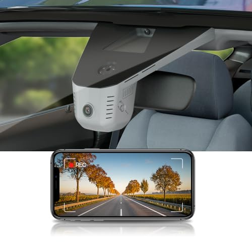 Fitcamx Dashcam Lämplig för SKODA Kodiaq Octavia Scala Kamiq Karoq Codek Enyaq Fabia Superb (HD2-8633) Grå, OEM Bilkamera 4K 2160P UHD WiFi, G-sensor, Loop-inspelning, WDR, Plug & Play, 64GB kort
