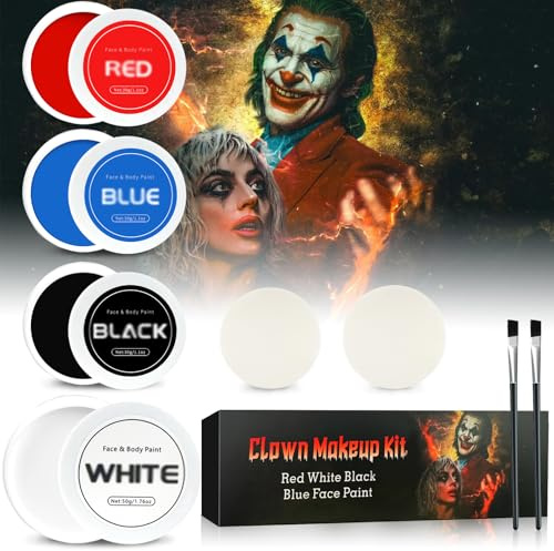 Kit trucco per Halloween Clown, colore del corpo, per Halloween, carnevale, feste a tema, zombie vampiri, colore del corpo