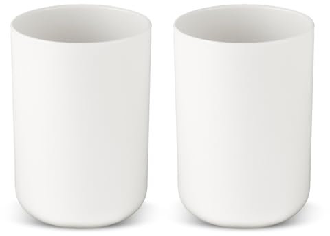 Dimeho 2 Pcs Toothbrush Holder Cup 300ml Bathroom Tooth Brushing Tumbler Plastic Mouthwash Cup for Travel Rinsing Drinking Vanity Countertop Toothpaste Wash Up Washing