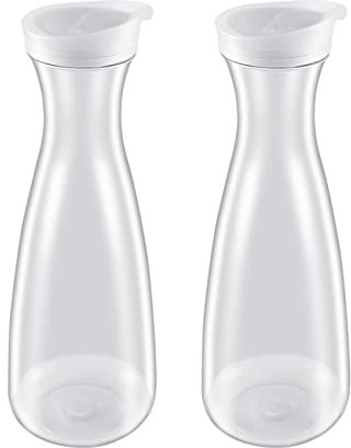 Solimery 2 Piezas Garrafas de Agua de PláStico de 1,6 L con Tapas Abatibles Blancas, Jarras Inastillables Reciclables y de Alimenticio, Tarro de Jugo