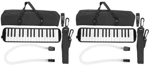 Melodica, 32 tangenter med dubbla rör, munstycke, luftpiano, tangentbord, sopran, melodik, för nybörjare, praktisk väska