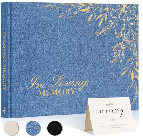 Lanpn Livre d'Or Des Funérailles, Funeral Guestbook - In Loving Memory, Livre de Condoléances, Libro de Invitados Visitas para Servicio Funerario, Carnet pour Les Funérailles Deuil, Azul