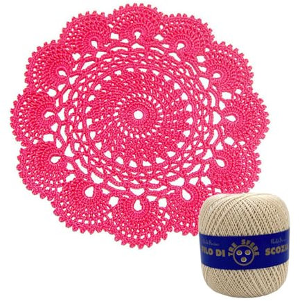 Beige Hakeldeckchen rund aus Baumwolle 22 cm (3CN) - Made in Italy