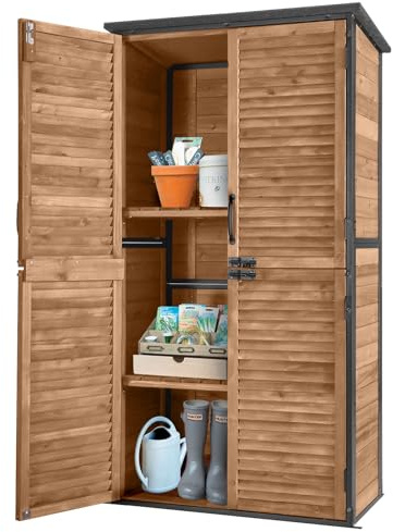 Outdoor Storage Shed Garden Cabinet with Strong Iron Frame Large Garden Shed with Floor,Waterproof