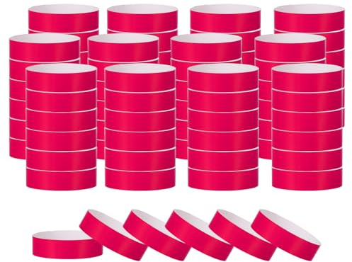 PATIKIL Braccialetti Carta per Eventi, 500Pz Braccialetti Festa Neon, Braccialetti Impermeabili Colorati Identificazione Concerti, Braccialetti Polso per Ingresso Bar Fucsia