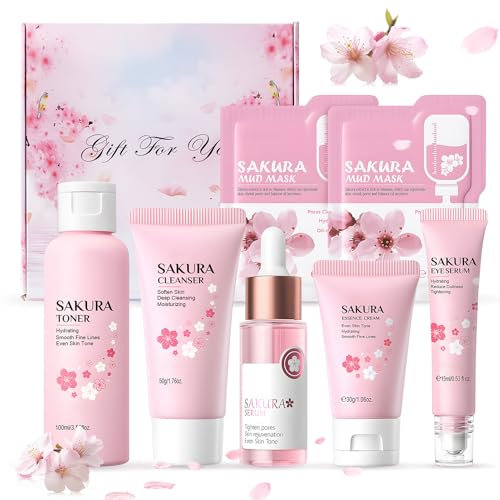Skincare Coreano Kit, Cuidado Facial Mujer, Rutina Coreana Facial, Cuidado Facial Mujer con Limpiador, Tónico, Suero, Crema Facial, Esencia para Ojos, Reparador, Antiedad, 7 Piezas