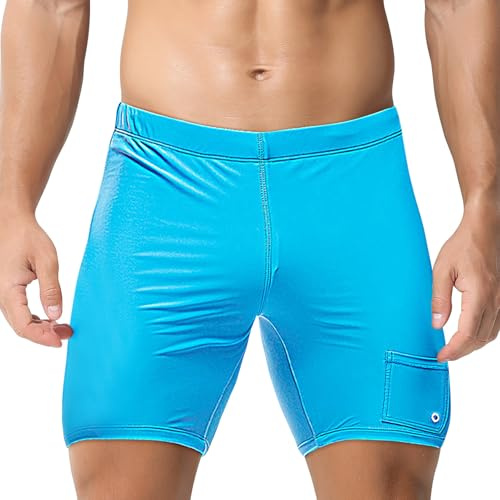 Ausing Herr baddräkt Jammer Simning Tävling Surf Badbyxor Träningsbaddräkt Män Jammer Badbyxor S–XL, blå, XL