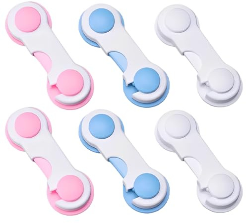 LACHT 6 Pezzi Blocca Cassetti Per Bambini, Sicurezza Cassetti Bambini Con Potente Adesivo, Nessun Trapano Necessarioc, Chiudi Cassetti Bambini Per Armadietto, Cassetto, Armadio, Frigorifero