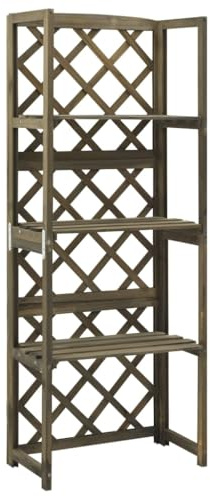 Mangloder Enrejado con estantes, gris, 55 x 30 x 140 cm, de madera de abeto maciza, enrejado para balcón y jardín, soporte para plantas para rosa, hiedra, clemátide, exterior, privacidad