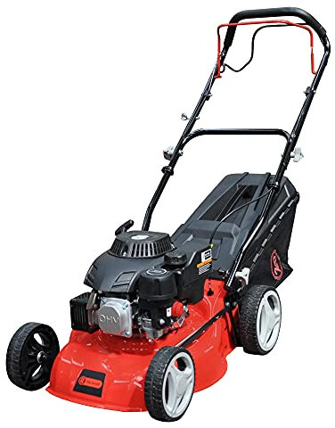 RocwooD Petrol Lawn Mower Self Propelled 41cm 410mm 17 Cutting Width 132cc OHV Engine Foldable Handles & 45 Litre Grass Collector Garden Tool
