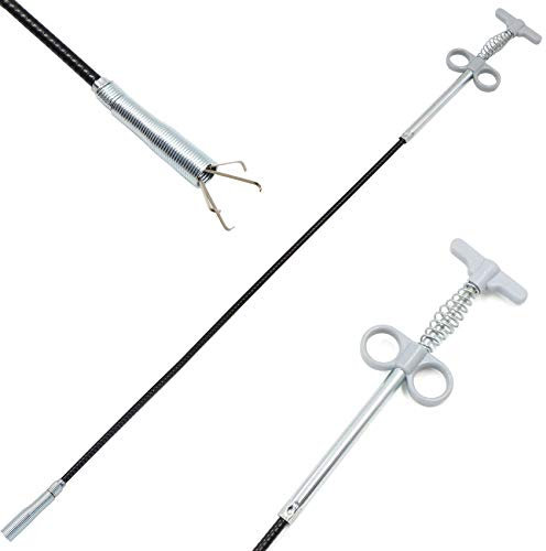 Pinza flessibile per artigli flessibile, strumento per la pulizia dei tubi, strumento di presa (sistema di pressione a molla), 4 artigli, strumento multifunzione per lavelli da cucina, bagno, 90 cm, 1