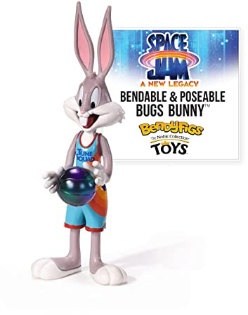 BendyFigs The Noble Collection Space Jam 2: A New Legacy Bugs Bunny - 7.5in (19cm) Noble Toys Bendable Figure Posable Collectible Doll Figures with Stand