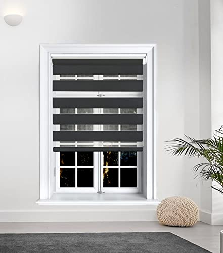 Lister Cartwright Premium Quality Zebra Blind Day & Night Blind Roller Blinds fashionable, Black 90 x 165 cm