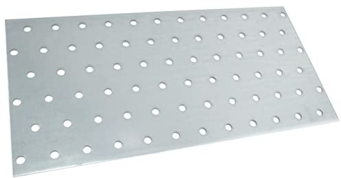 AERZETIX - C58310 - Set di 2 piastre di montaggio perforate 120x240x2mm con 72 fori - in acciaio zincato Z275 - fissaggio in metallo legno - colore argento