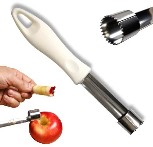 Levatorsolo per Mele e Pere, in Acciaio Inox per Alimenti, Leva Torsoli Frutta e Verdura con Impugnatura in ABS, con Lama Seghettata, per la Cucina