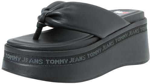 Tommy Jeans Damen TJW Wedge Sandal EN0EN02457 Keilsandale, Schwarz, 39 EU