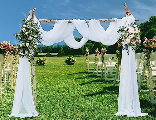 WARM HOME DESIGNS 2 Backdrop Curtain Bundle. 55 x 216 Inch White Fabric Curtain Backdrop Scarves for Wedding Decor. ADS White 216