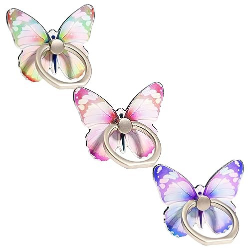 DDKY 3 Piezas Anillo De Dedo con Diseño De Mariposa, Soporte para Teléfono Móvil Giratorio De 360 ​​°, Agarre Movil Anillo Movil Anillo Soporte Movil