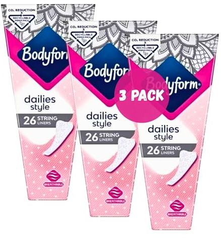 Bodyform Women's Dailies String Thong Panty Liners - 3 Pack- (78 String Liners Total)