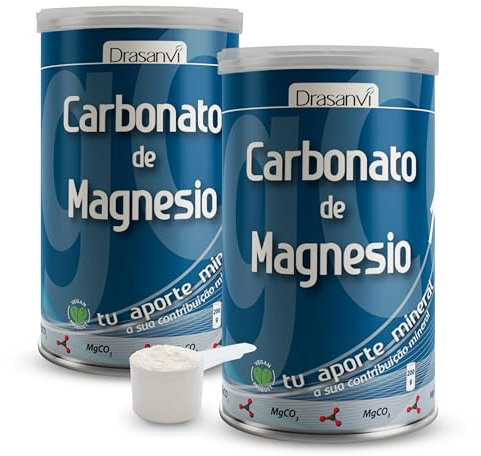 DRASANVI Carbonato de magnesio PURO | Contribuye al funcionamiento normal de huesos, dientes, músculos y sistema nervioso | Disminuye el cansancio y la fatiga | 2 x 200grs de polvo