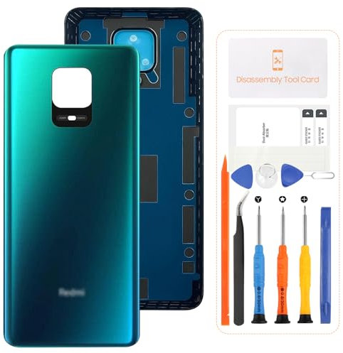 SRJTEK para Xiaomi Redmi Note 9S/Note 9 Pro M2003J6B2G,M2003J6A1G Cubierta trasera de la Batería Reemplazo de la ventana trasera Kit de reparación Carcasa trasera Auténtica (Verde)