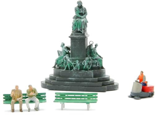 Iberplace 30006 skala H0 figurer 1:87 set Beethoven staty och dekoration tillbehör till din modelljärnväg modellbygge surfplatta, tåg, leksak, modellbygge miniatyrer, människor för modellmodeller bil