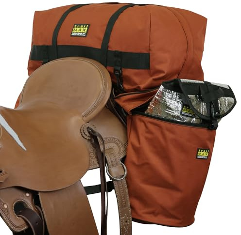 TrailMax Horse Saddlebags for Trail Riding – Medium & Large Western Saddle Bags for Horses & Mules, Durable No-Bounce Design, Insulated Storage, Secure Fit Trail Gear, Large, Rust