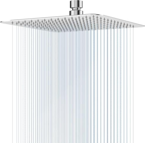 Jmlieben 10 Zoll(25cm) Regenduschkopf Quadratischer Regendusche Duschkopf aus Edelstahl 304 Selbstreinigende Regendusche Duschkopf Brausekopf Chrom (10 Zoll)