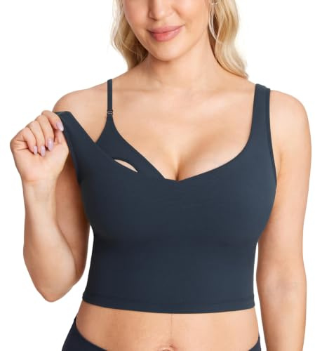 MOMANDA Soutien Gorge Allaitement Sportif Top Long Bleu Crépuscule L