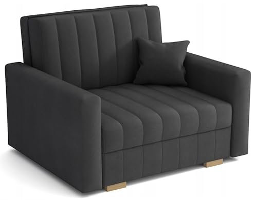 MEBLE-LUX - Sessel mit Schlaffunktion und Bettkasten, Schlafsessel mit Bettfunktion 103 cm Breit, Schlafsessel Klappbar Zanzibar, Sessel Bett, Klappsessel mit Schlaffunktion - Grau