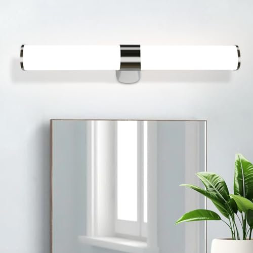 Homefire LED Spiegelleuchte Bad Spiegellampe - 8W Badleuchte Wand Chrom Wandlampe Badezimmer Wasserdicht IP44 Wandleuchte 40CM Neutralweiß 4000K Badlampe Wandmontage Modern für Keller Badschrank Küche