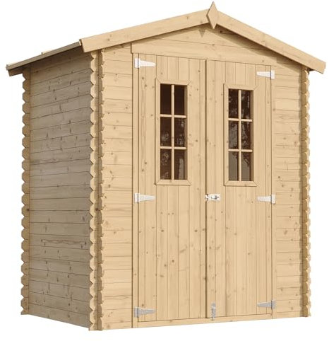 Abri de Jardin en Bois avec Sol TRAITÉ - Stockage extérieur I196xL136xH218 cm/ 1.98 m2 Petit abri à Outils, Local à vélos - TIMBELA M367C+M367G