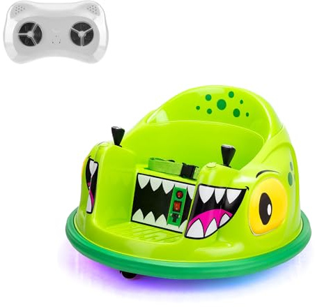 Xootz Dinosaur Bumper Car, Kids Electric Ride-On, 360 Degree Rotation Spin, Two Joy Sticks, Colourful LED Lights and Remote Control