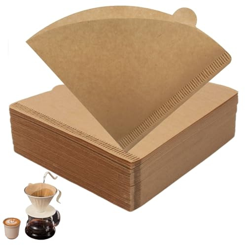 AMSGANK Carta Filtro per Caffè Formato 2, 200 Pezzi Filtri Caffe Americano Non Sbiancato Naturale Paper Coffee Filters per Macchine da Caffè Caffettiera Tazza, 2-4 Tazze