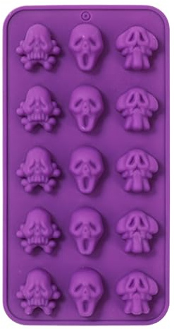 Yuemeuy Molde de Hielo de Calavera de Silicona, Bandeja Congeladora Para Hacer Cubitos De Hielo De Cráneo, Molde Reutilizable de Silicona con 15 Cavidades para Postres Apto para Gelatinas y Caramelos