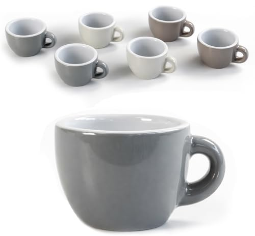 MA MAISON Set 6/12 Tazzine da Caffè - 85/95 cc, Con o Senza Piattino, Colori Minimalisti, Assortito, in Ceramica, Resistenti, Espresso - Variante a Scelta (85cc 6/Senza Piattino, Assortito)