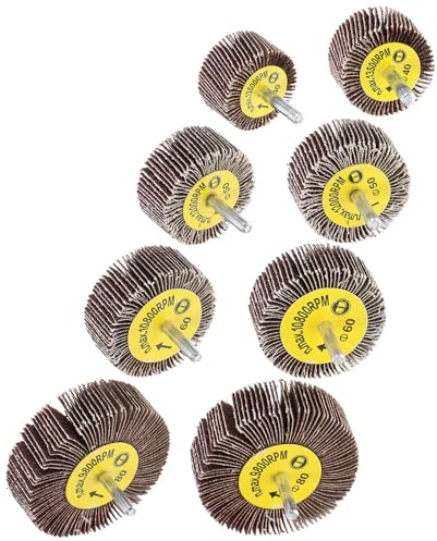 Adorainbow Set 8 Pezzi Ruote Lamellari Abrasive Manico, Teste di Rettifica in Carta Vetrata 40-80# per Utensili Rotanti, Mole Lamellari per Levigatura e Lucidatura Professionale